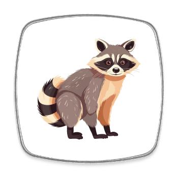 Raccoon Colorful Watercolor Cartoon Kawaii Animal - Square fridge magnet - white - Front