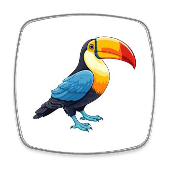 Toucan Colorful Watercolor Cartoon Kawaii Animal - Square fridge magnet - white - Front