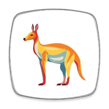 Kangourou Aquarelle Colorée Dessin Animé Kawaii Animal - Magnet carré - blanc - Devant