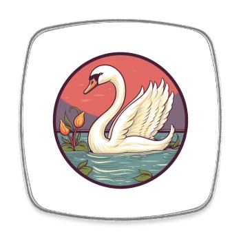 Schwan buntes Aquarell Cartoon Kawaii Tier - Viereckiger Kühlschrankmagnet - Weiß - Vorne