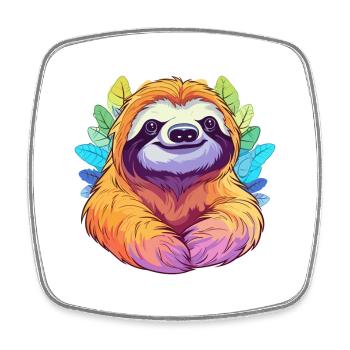 Faultier buntes Aquarell Cartoon Kawaii Tier - Viereckiger Kühlschrankmagnet - Weiß - Vorne
