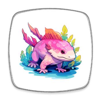 Axolotl Aquarelle Colorée Dessin Animé Kawaii Animal - Magnet carré - blanc - Devant