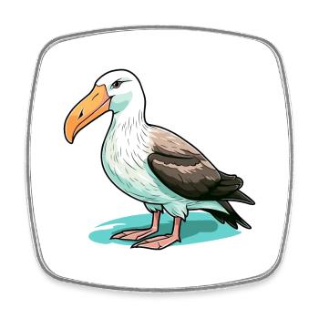 Albatross Colorful Watercolor Cartoon Kawaii Anima - Square fridge magnet - white - Front