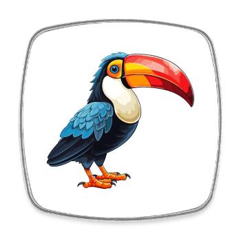 Toucan Colorful Watercolor Cartoon Kawaii Animal - Square fridge magnet - white - Front