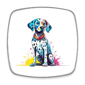 Dalmatien Chien Coloré Aquarelle Dessin Animé Kawaii A - Magnet carré - blanc - Devant
