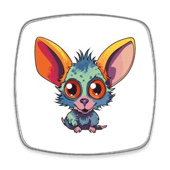 Aye Aye Bunte Aquarell-Karikatur Kawaii-Tier - Viereckiger Kühlschrankmagnet - Weiß - Vorne