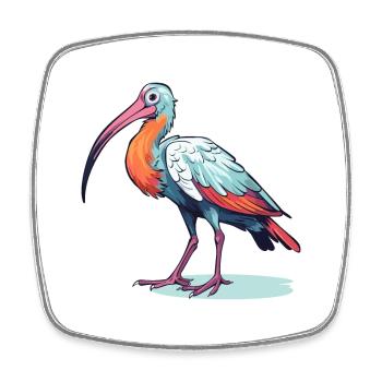 Ibis Colorful Watercolor Cartoon Kawaii Animal - Square fridge magnet - white - Front