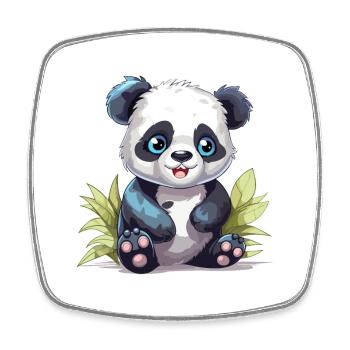 Niedlicher Panda Bunte Aquarell-Karikatur Kawaii Anim - Viereckiger Kühlschrankmagnet - Weiß - Vorne