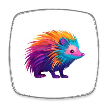 Stachelschwein Bunte Aquarell-Karikatur Kawaii Anima - Viereckiger Kühlschrankmagnet - Weiß - Vorne