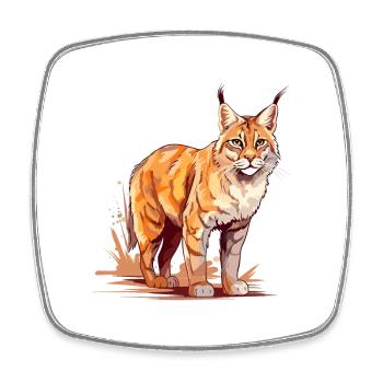 Rotluchs buntes Aquarell Karikatur Kawaii Tier - Viereckiger Kühlschrankmagnet - Weiß - Vorne