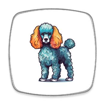 Caniche Chien Aquarelle Colorée Dessin Animé Kawaii Anim - Magnet carré - blanc - Devant