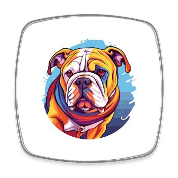 Bulldogge Buntes Aquarell Cartoon Kawaii Tier - Viereckiger Kühlschrankmagnet - Weiß - Vorne