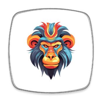 Mandrill Aquarelle Colorée Dessin Animé Kawaii Animal - Magnet carré - blanc - Devant
