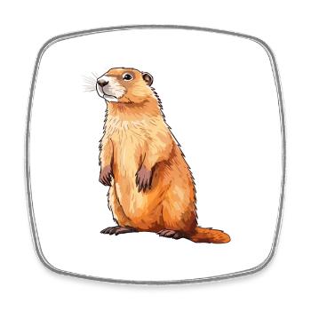 Marmot Colorful Watercolor Cartoon Kawaii Animal - Square fridge magnet - white - Front