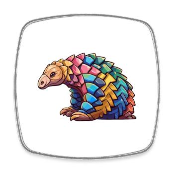 Pangolin Colorful Watercolor Cartoon Kawaii Animal - Square fridge magnet - white - Front