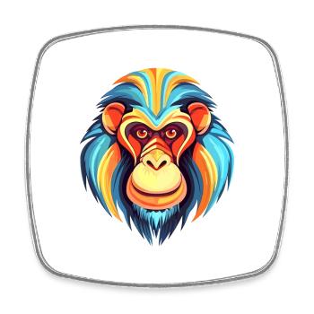 Mandrill Aquarelle Colorée Dessin Animé Kawaii Animal - Magnet carré - blanc - Devant
