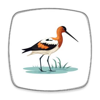 Avocet Colorful Watercolor Cartoon Kawaii Animal - Square fridge magnet - white - Front