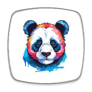 Panda Buntes Aquarell Cartoon Kawaii Tier - Viereckiger Kühlschrankmagnet - Weiß - Vorne