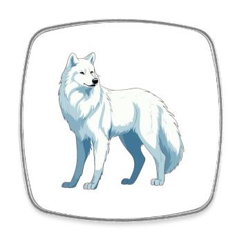 Arktischer Wolf Bunte Aquarell-Karikatur Kawaii Ani - Viereckiger Kühlschrankmagnet - Weiß - Vorne