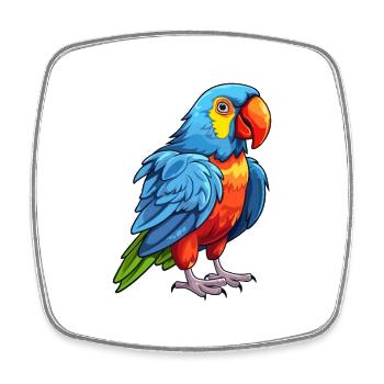 Parrot Colorful Watercolor Cartoon Kawaii Animal - Square fridge magnet - white - Front