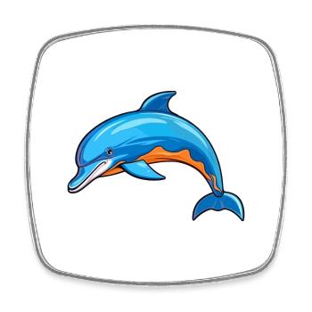 Dolphin Colorful Watercolor Cartoon Kawaii Animal - Square fridge magnet - white - Front