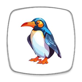 Penguin Colorful Watercolor Cartoon Kawaii Animal - Square fridge magnet - white - Front