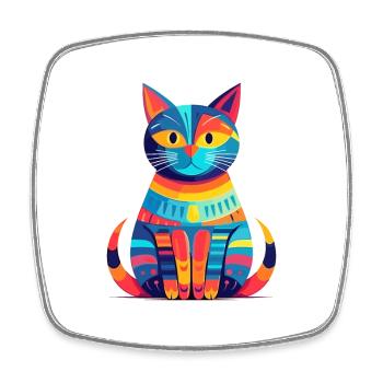 Katze buntes Aquarell Cartoon Kawaii Tier - Viereckiger Kühlschrankmagnet - Weiß - Vorne