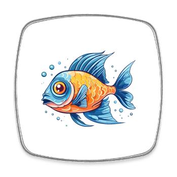 Fish Colorful Watercolor Cartoon Kawaii Animal - Square fridge magnet - white - Front