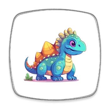 Dinosaurier buntes Aquarell Cartoon Kawaii Tier - Viereckiger Kühlschrankmagnet - Weiß - Vorne