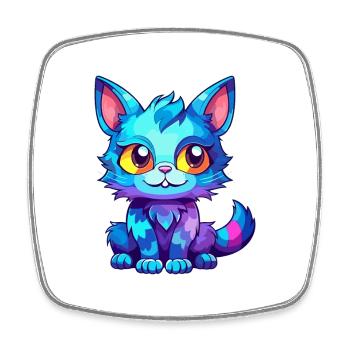 Katze buntes Aquarell Cartoon Kawaii Tier - Viereckiger Kühlschrankmagnet - Weiß - Vorne