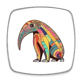 Ameisenbär Bunte Aquarell-Karikatur Kawaii-Tier - Viereckiger Kühlschrankmagnet - Weiß - Vorne