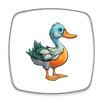 Canard Aquarelle Colorée Dessin Animé Kawaii Animal - Magnet carré - blanc - Devant