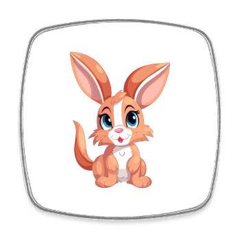 Hase buntes Aquarell Cartoon Kawaii Tier - Viereckiger Kühlschrankmagnet - Weiß - Vorne