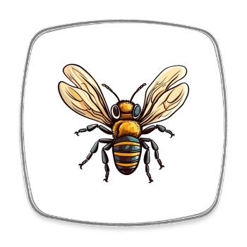 Bee Colorful Watercolor Cartoon Kawaii Animal - Square fridge magnet - white - Front