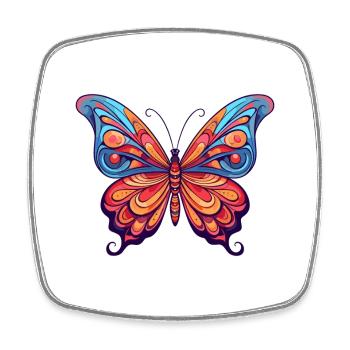 Papillon Aquarelle Colorée Dessin Animé Kawaii Anima - Magnet carré - blanc - Devant