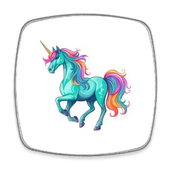 Unicorn Colorful Watercolor Cartoon Kawaii Animal - Square fridge magnet - white - Front