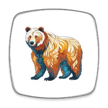 Ours Aquarelle Colorée Dessin Animé Kawaii Animal - Magnet carré - blanc - Devant