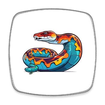 Anaconda Colorful Watercolor Cartoon Kawaii Animal - Square fridge magnet - white - Front