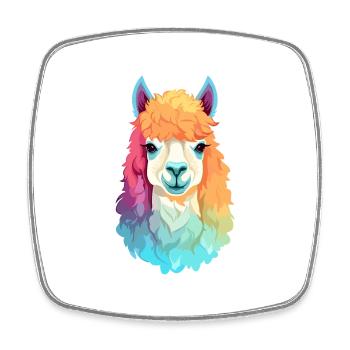 Alpaga Aquarelle Colorée Dessin Animé Kawaii Animal - Magnet carré - blanc - Devant