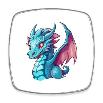 Drache Buntes Aquarell Cartoon Kawaii Tier - Viereckiger Kühlschrankmagnet - Weiß - Vorne