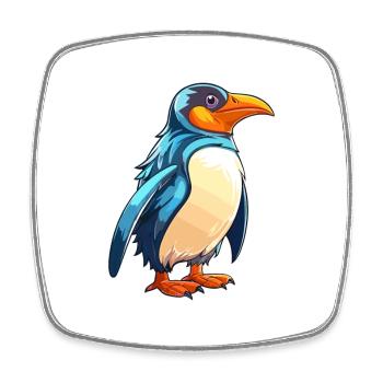 Penguin Colorful Watercolor Cartoon Kawaii Animal - Square fridge magnet - white - Front