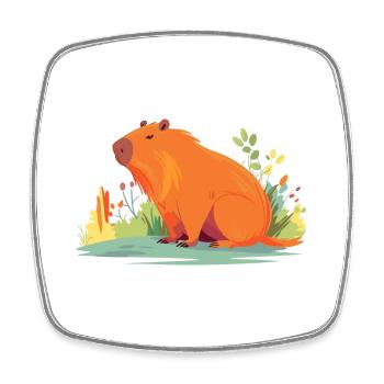 Capybara Colorful Watercolor Cartoon Kawaii Animal - Square fridge magnet - white - Front