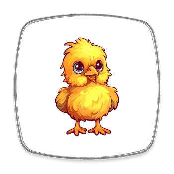 Chick Colorful Watercolor Cartoon Kawaii Animal - Square fridge magnet - white - Front