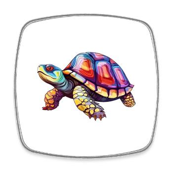 Turtle Colorful Watercolor Cartoon Kawaii Animal - Square fridge magnet - white - Front