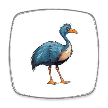 Ostrich Colorful Watercolor Cartoon Kawaii Animal - Square fridge magnet - white - Front