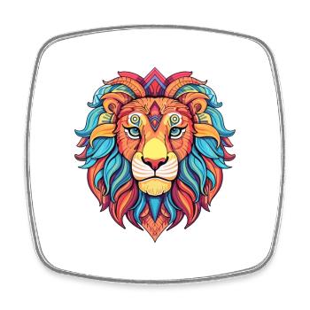 Lion Aquarelle Colorée Dessin Animé Kawaii Animal - Magnet carré - blanc - Devant