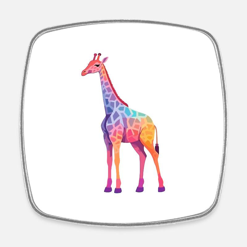Giraffe buntes Aquarell Cartoon Kawaii Tier - Viereckiger Kühlschrankmagnet - Weiß