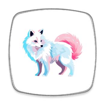 Arktisfuchs Bunte Aquarell-Karikatur Kawaii Anim - Viereckiger Kühlschrankmagnet - Weiß - Vorne