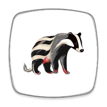 Blaireau Aquarelle Colorée Dessin Animé Kawaii Animal - Magnet carré - blanc - Devant
