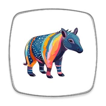 Tapir Aquarelle Colorée Dessin Animé Kawaii Animal - Magnet carré - blanc - Devant